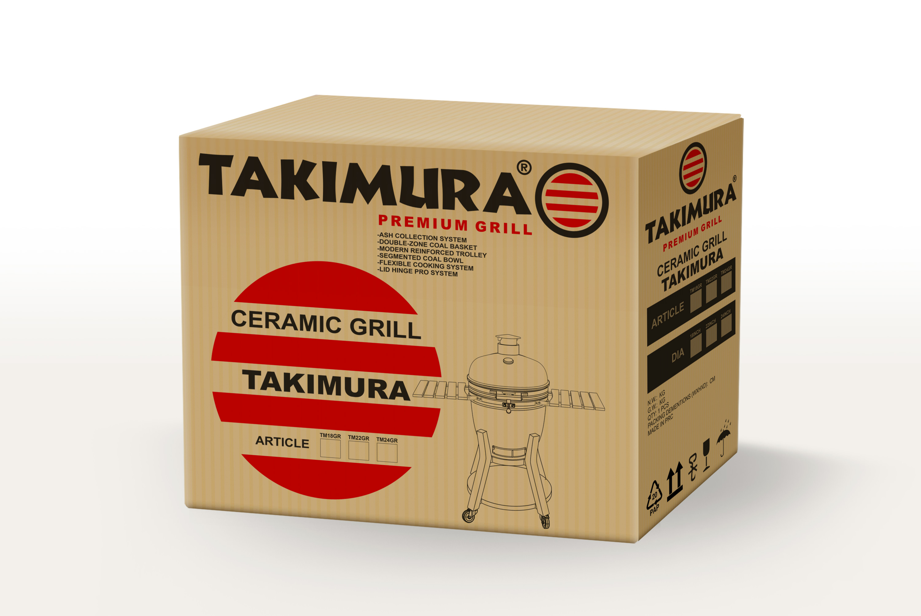 Керамический гриль Takimura 18 дюймов, графит